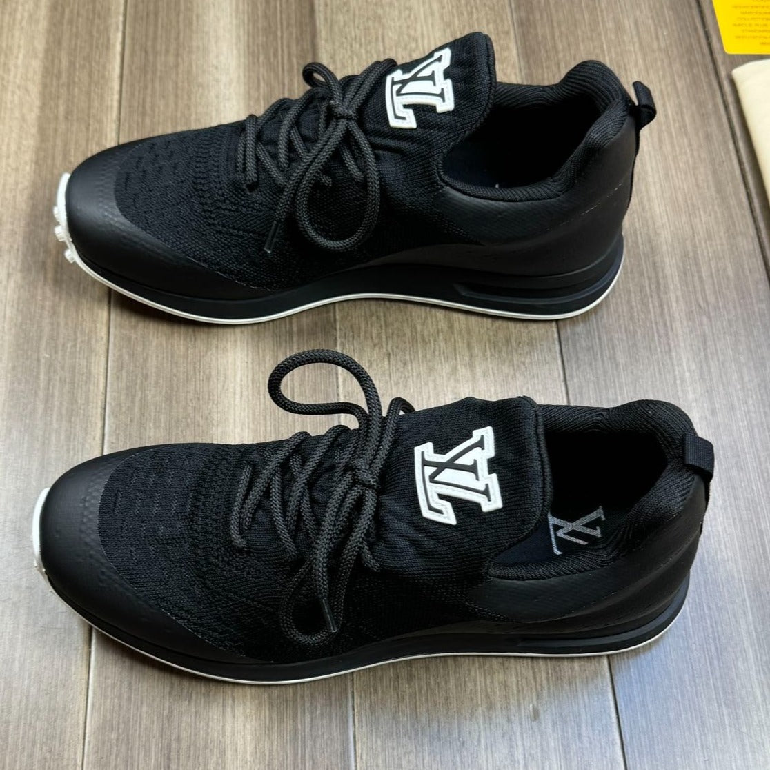 LV SNEAKERS IN BLACK MESH BREATHABLE FABRIC AND  CALFSKIN