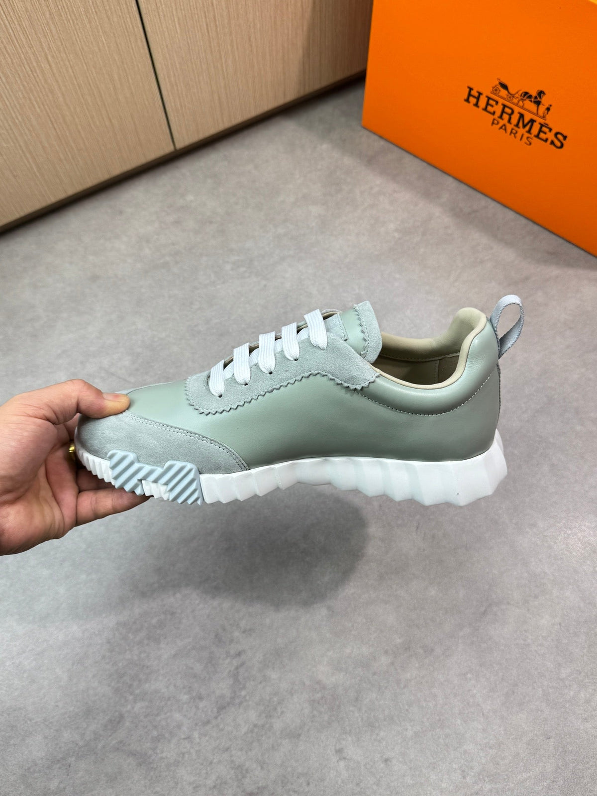 HM Men's Bouncing Sneaker Pastel Green Calfskin Suede 696023