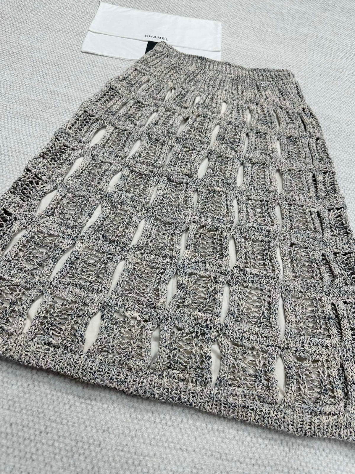 CC 25 Hollow Knitted Skirt Gray Cotton