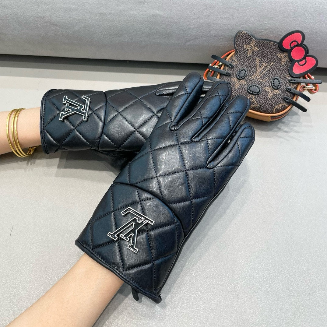 LV Gloves In Black Lambskin 453742