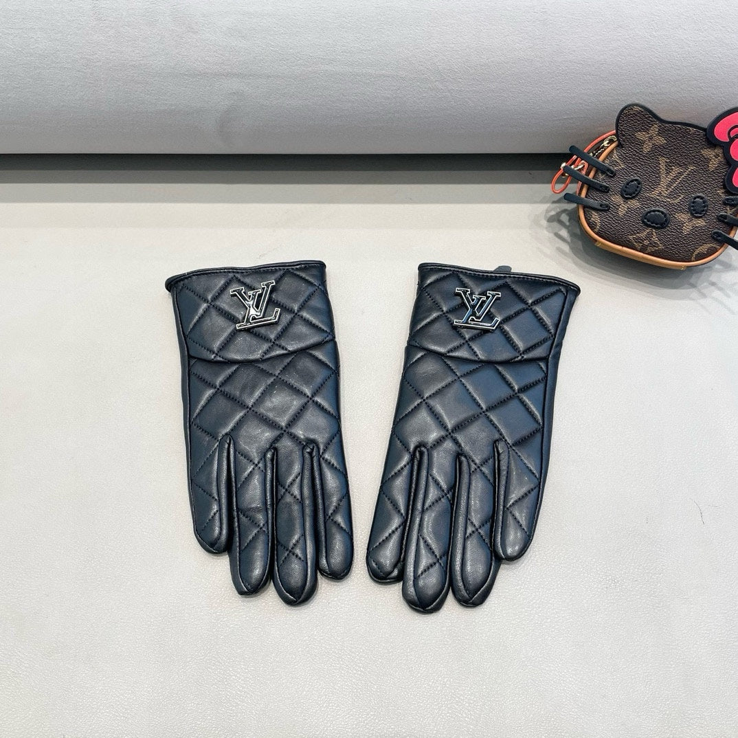 LV Gloves In Black Lambskin 453742