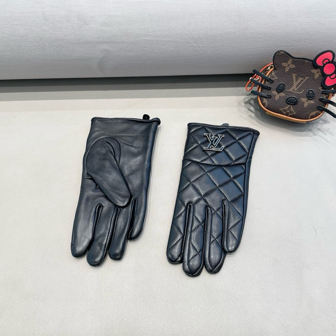 LV Gloves In Black Lambskin 453742