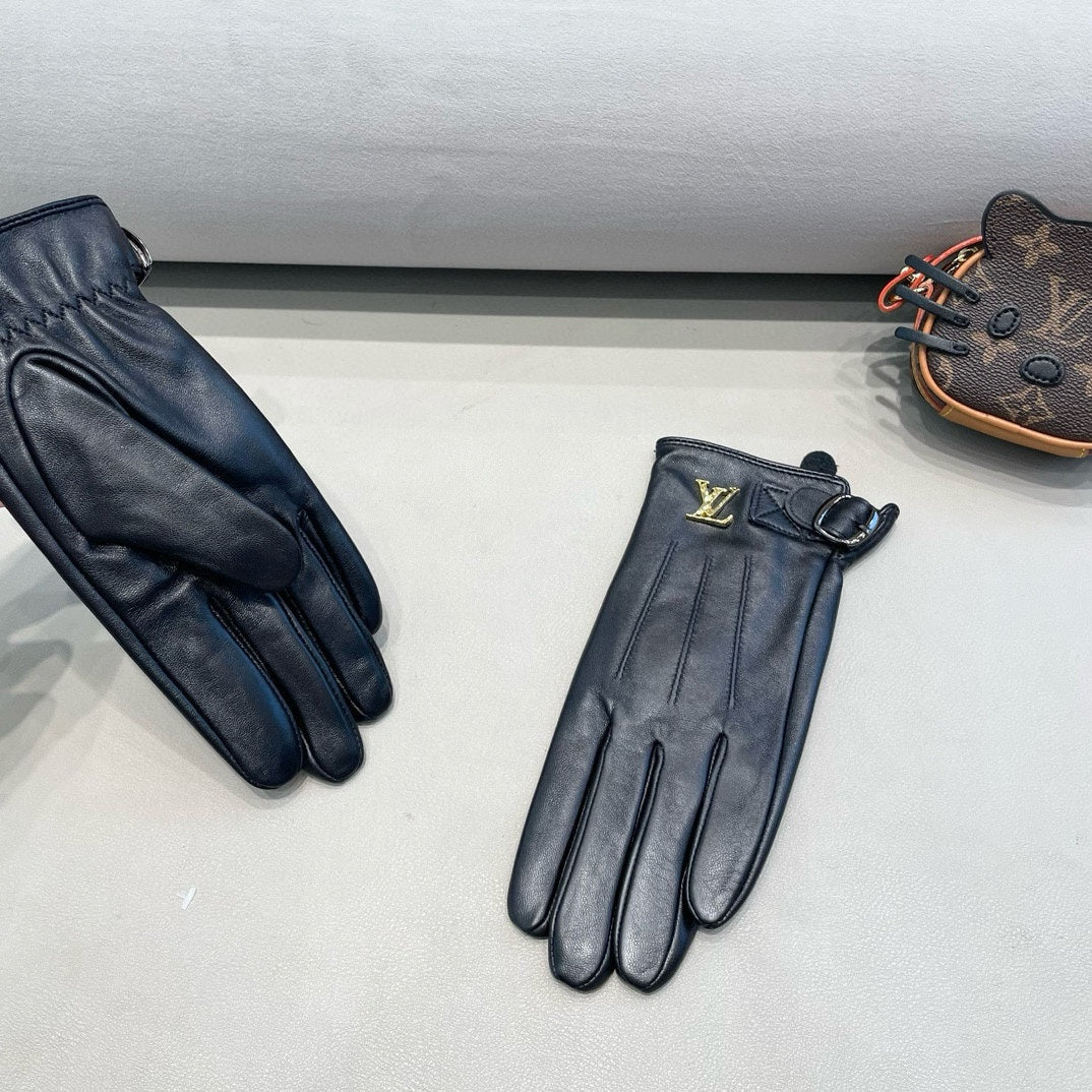 LV Gloves In Black Lambskin 453754