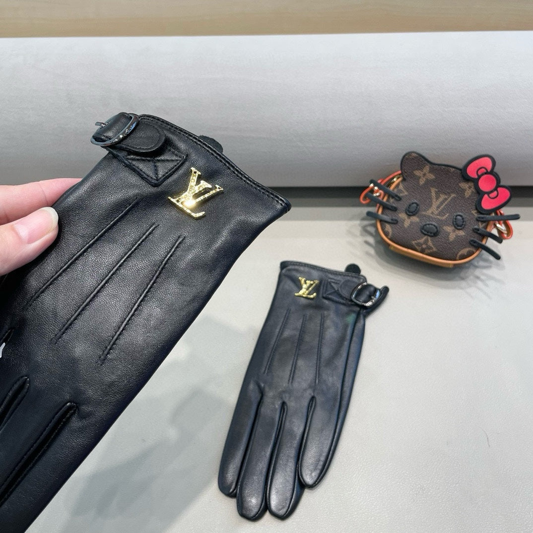 LV Gloves In Black Lambskin 453754