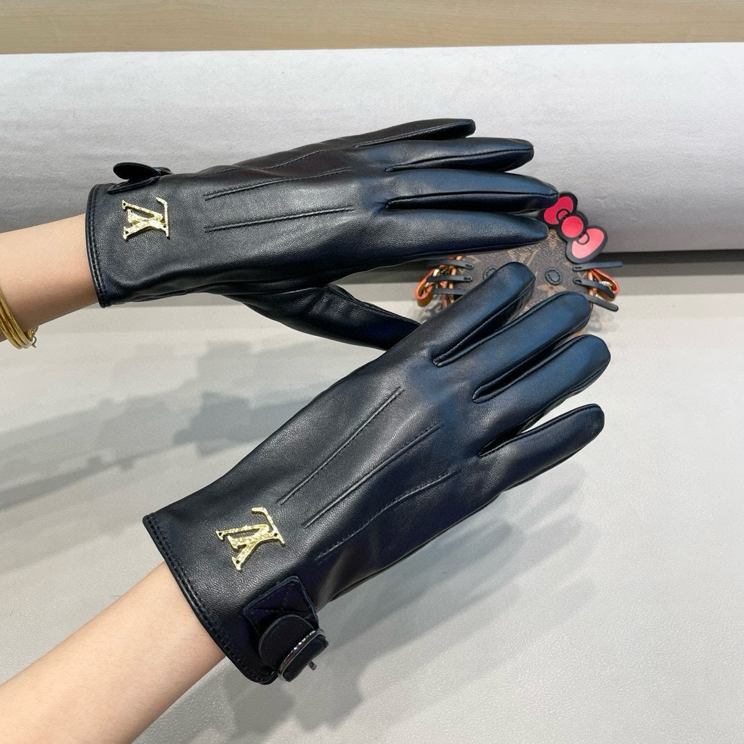 LV Gloves In Black Lambskin 453754