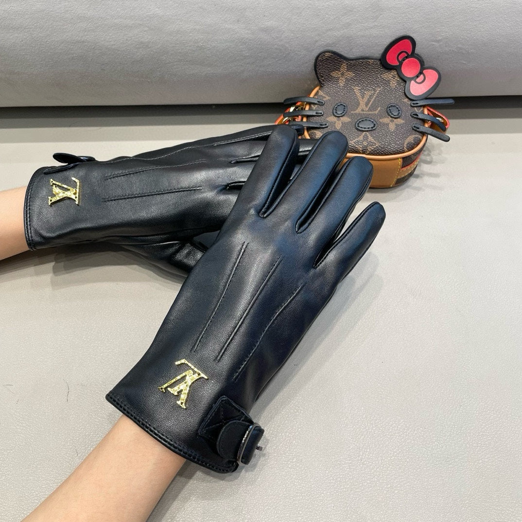 LV Gloves In Black Lambskin 453754
