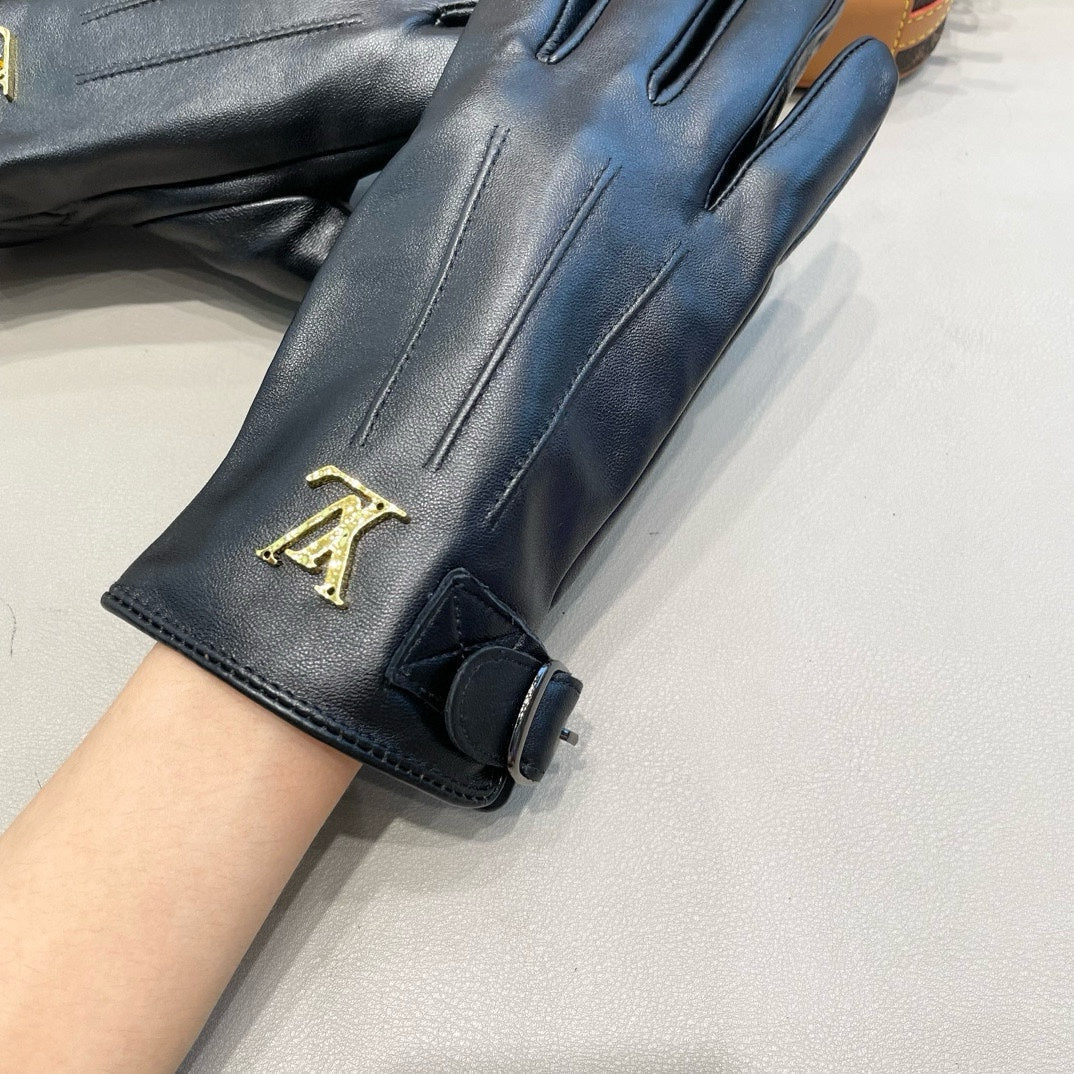 LV Gloves In Black Lambskin 453754