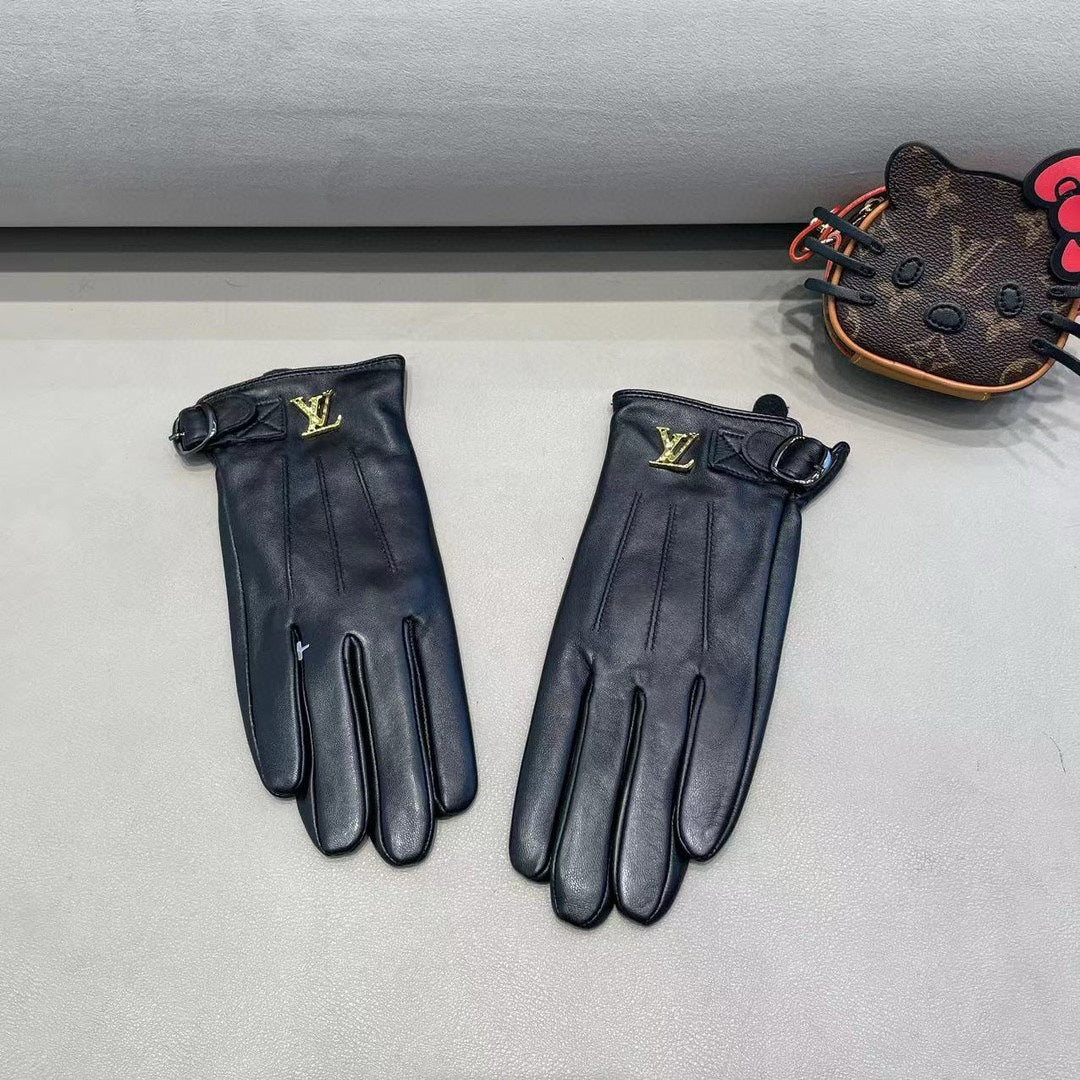 LV Gloves In Black Lambskin 453754