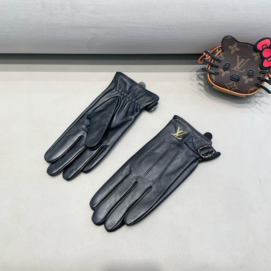 LV Gloves In Black Lambskin 453754