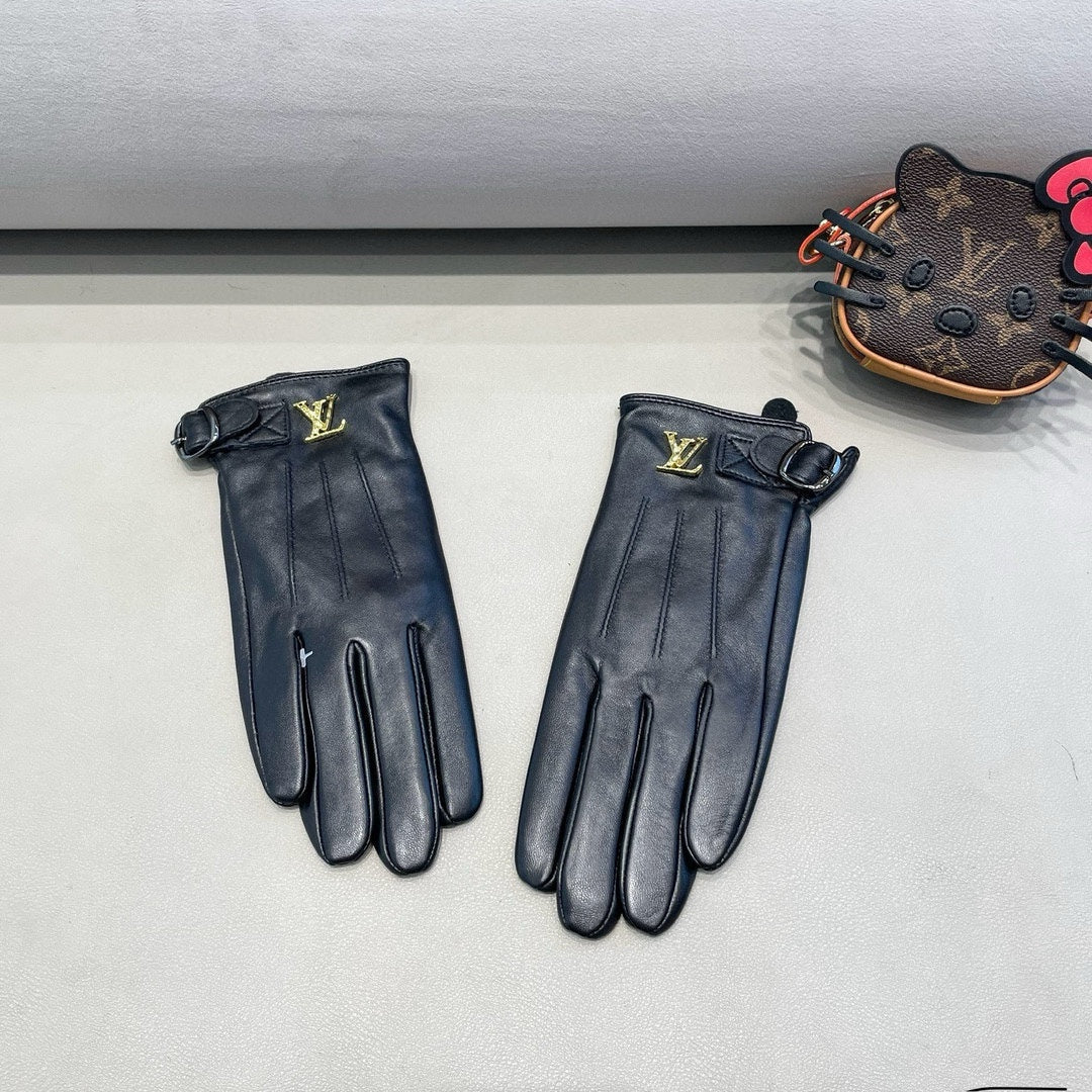 LV Gloves In Black Lambskin 453754