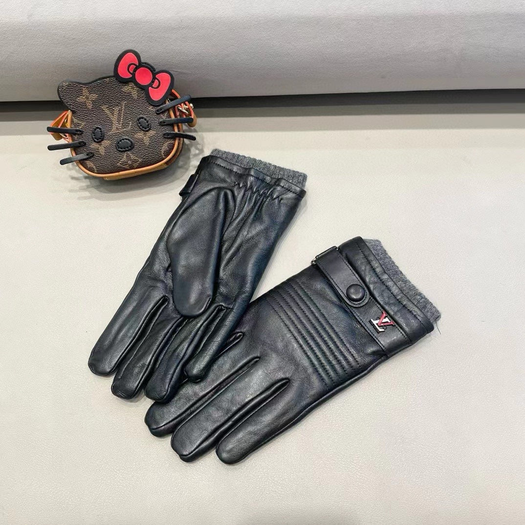 LV Gloves In Black Lambskin 453770