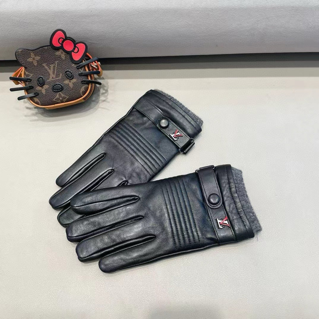 LV Gloves In Black Lambskin 453770
