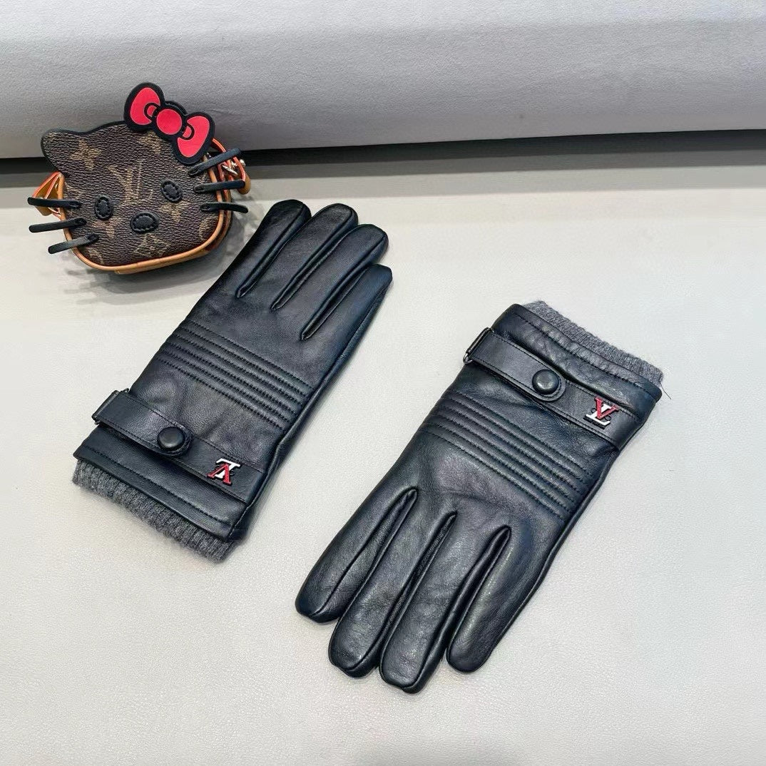 LV Gloves In Black Lambskin 453770