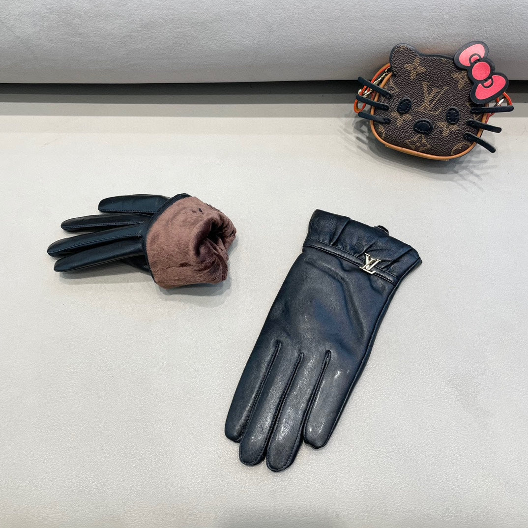 LV Gloves In Black Lambskin 454575