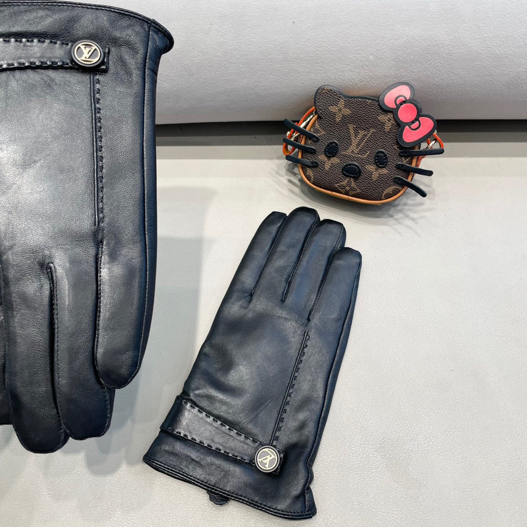 LV Gloves In Black Lambskin 454580