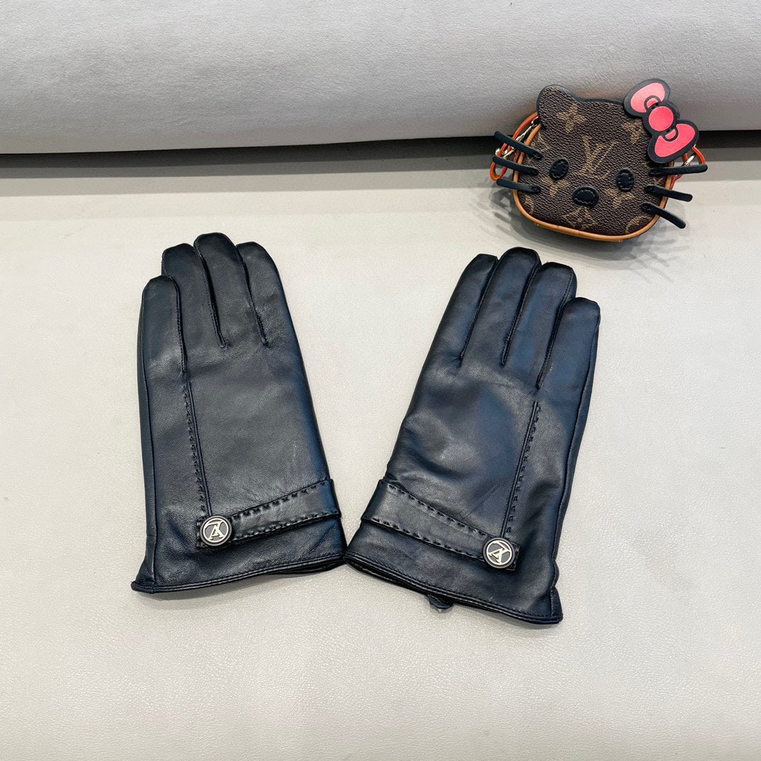 LV Gloves In Black Lambskin 454580