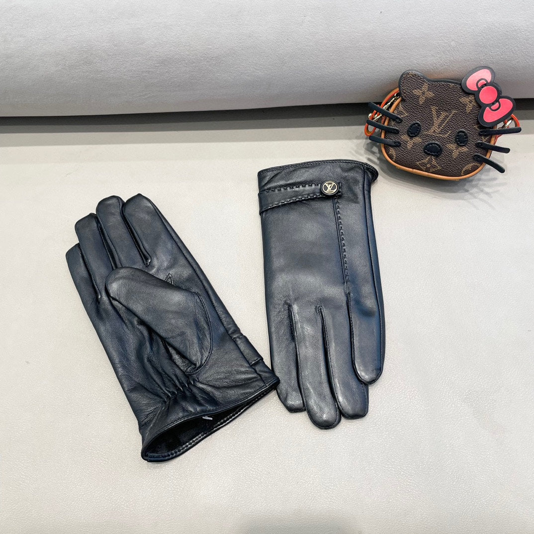 LV Gloves In Black Lambskin 454580