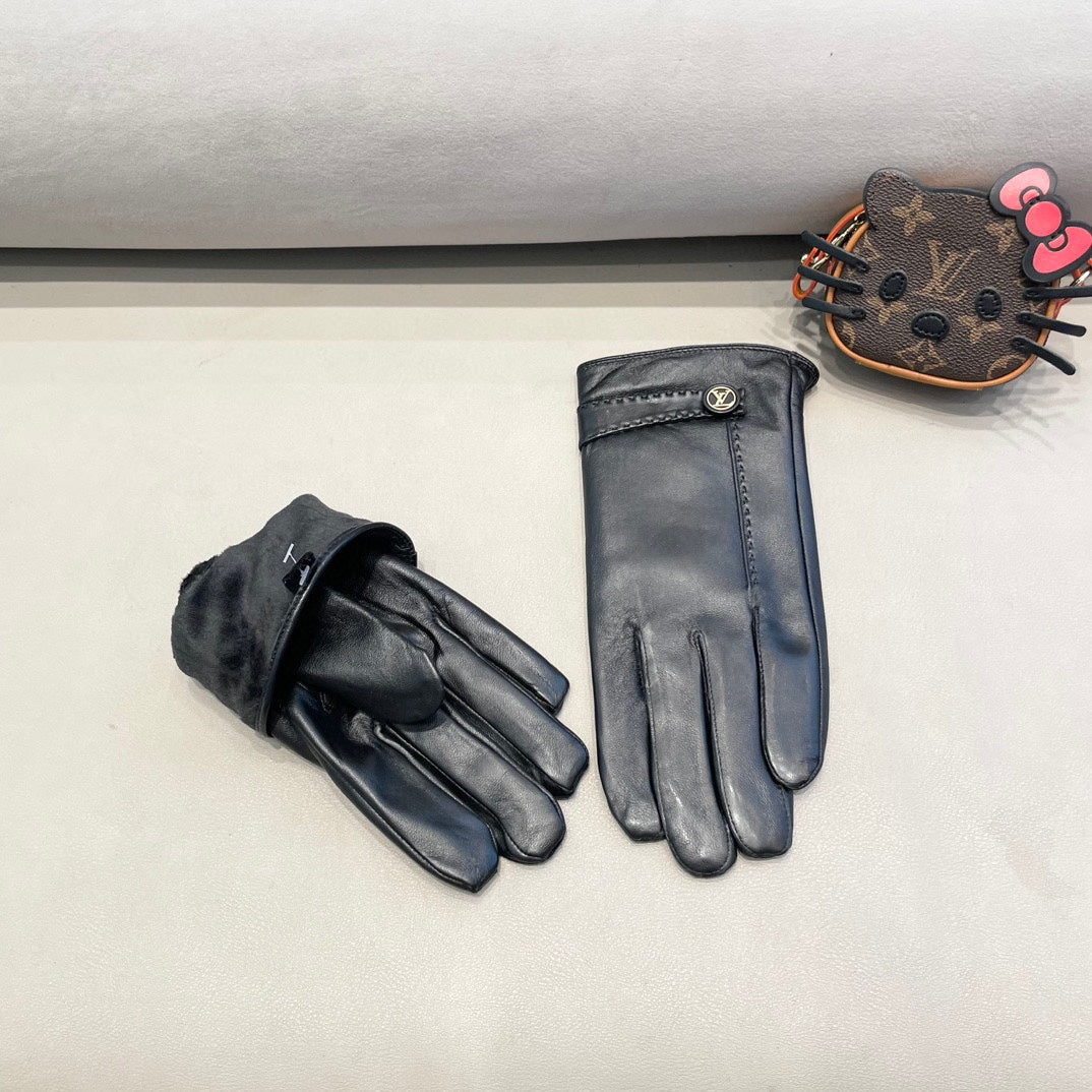 LV Gloves In Black Lambskin 454580