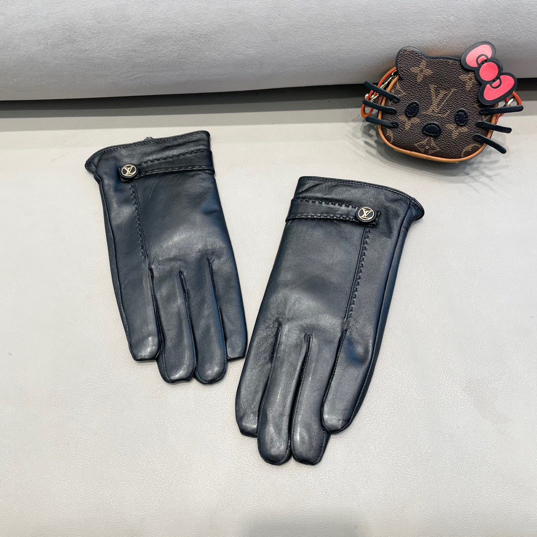 LV Gloves In Black Lambskin 454580
