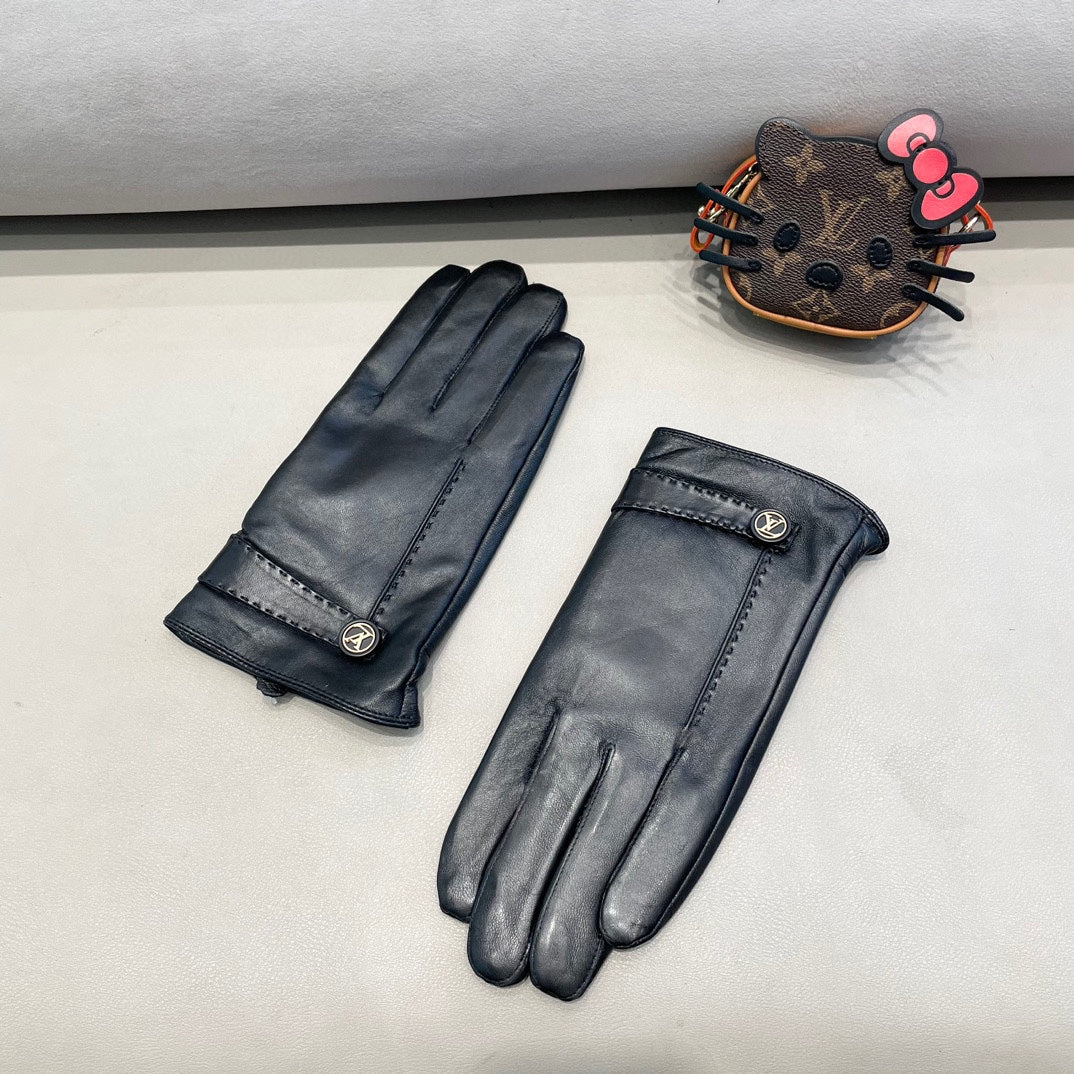 LV Gloves In Black Lambskin 454580