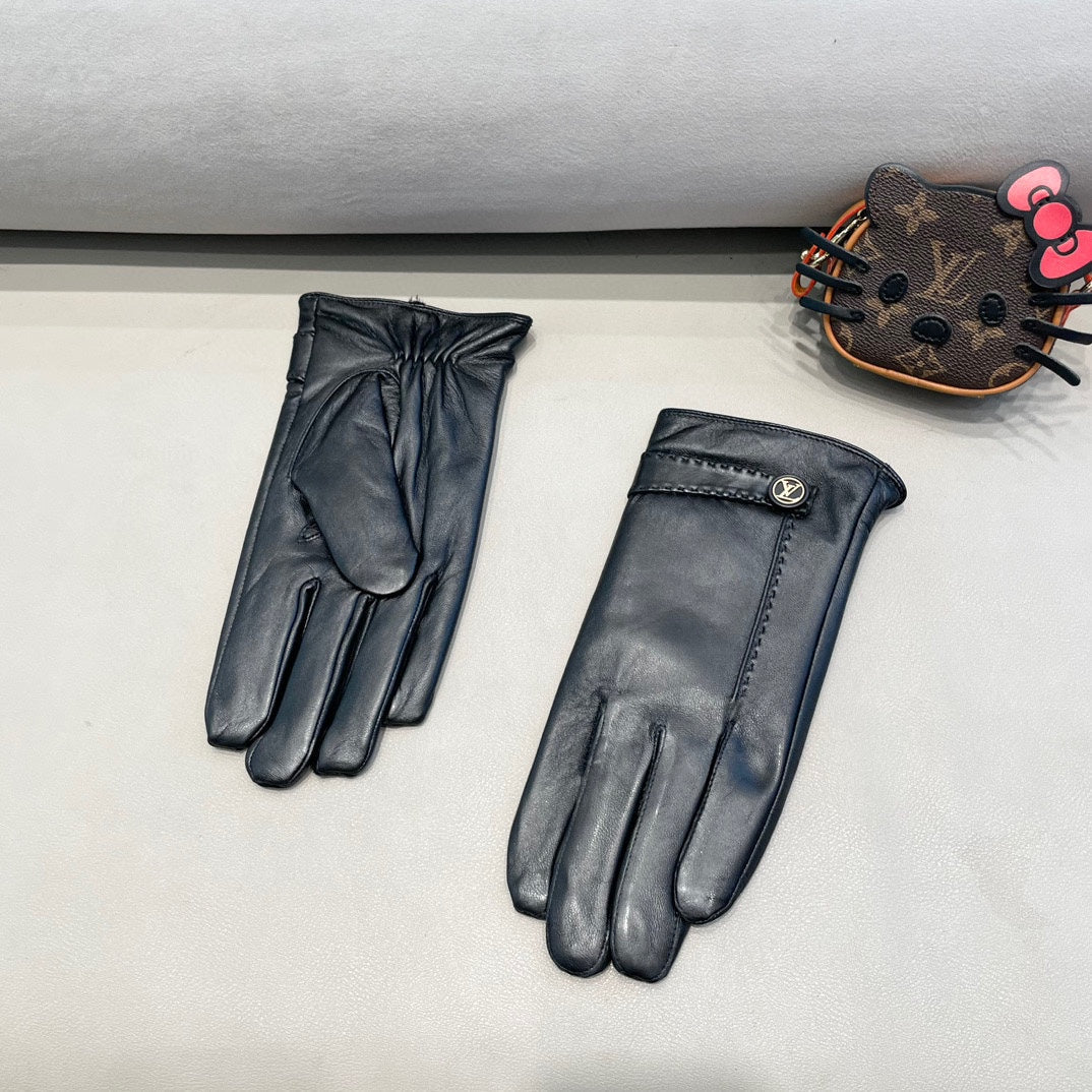 LV Gloves In Black Lambskin 454580