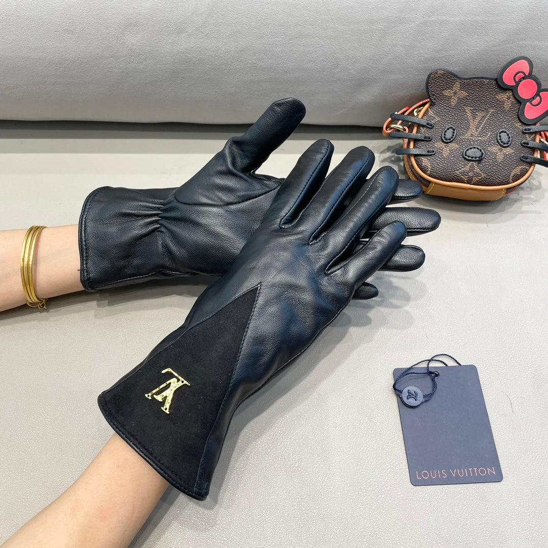 LV Gloves In Black Lambskin And Stretch Wool 456259