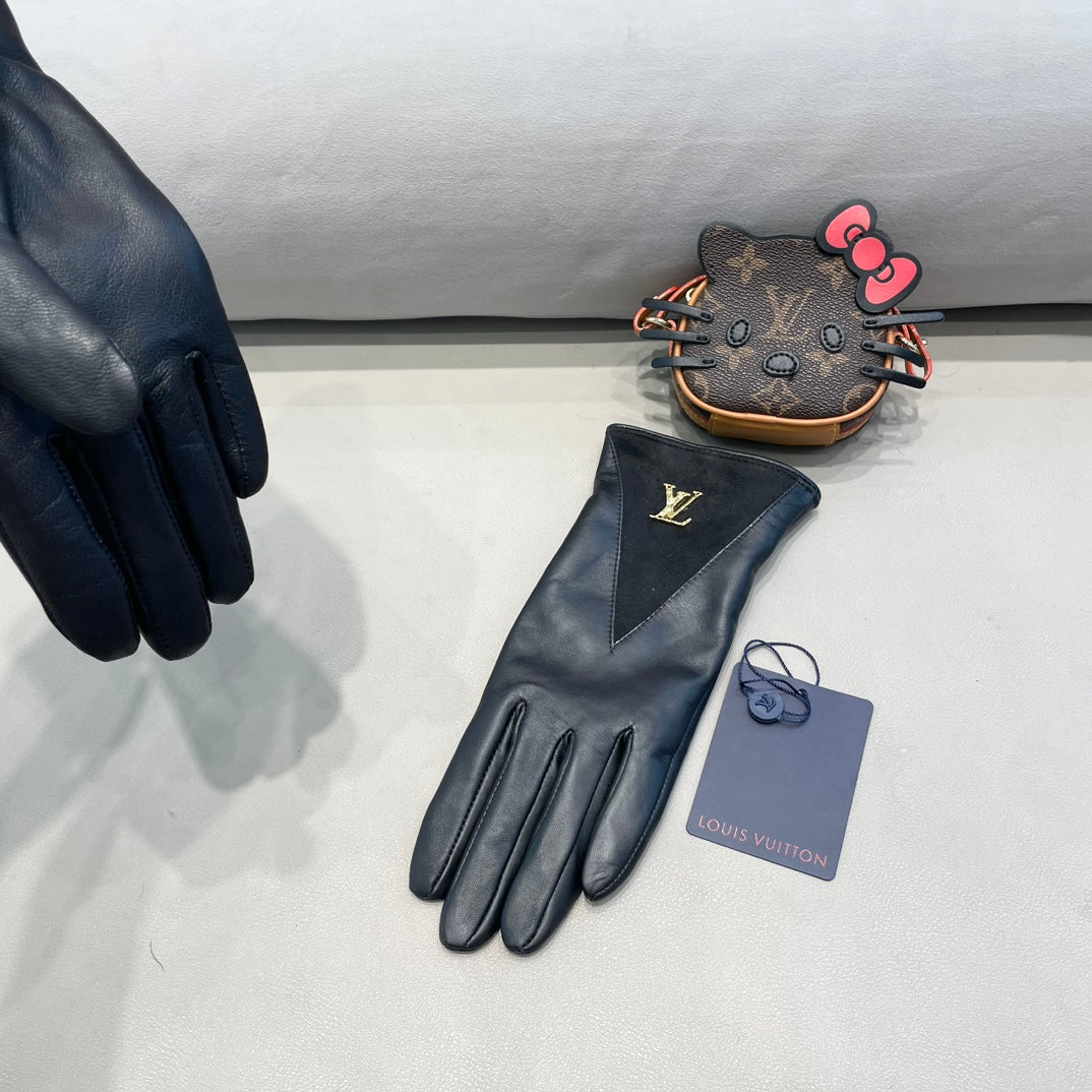 LV Gloves In Black Lambskin And Stretch Wool 456259
