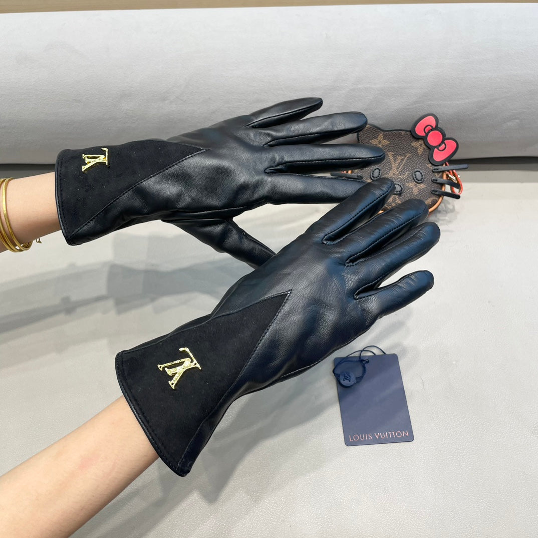 LV Gloves In Black Lambskin And Stretch Wool 456259
