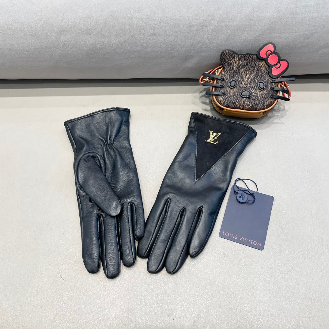 LV Gloves In Black Lambskin And Stretch Wool 456259