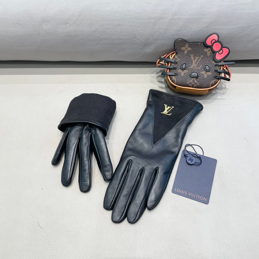 LV Gloves In Black Lambskin And Stretch Wool 456259