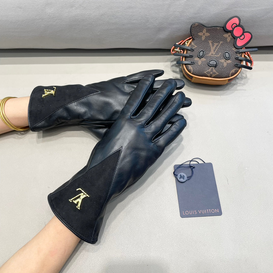 LV Gloves In Black Lambskin And Stretch Wool 456259