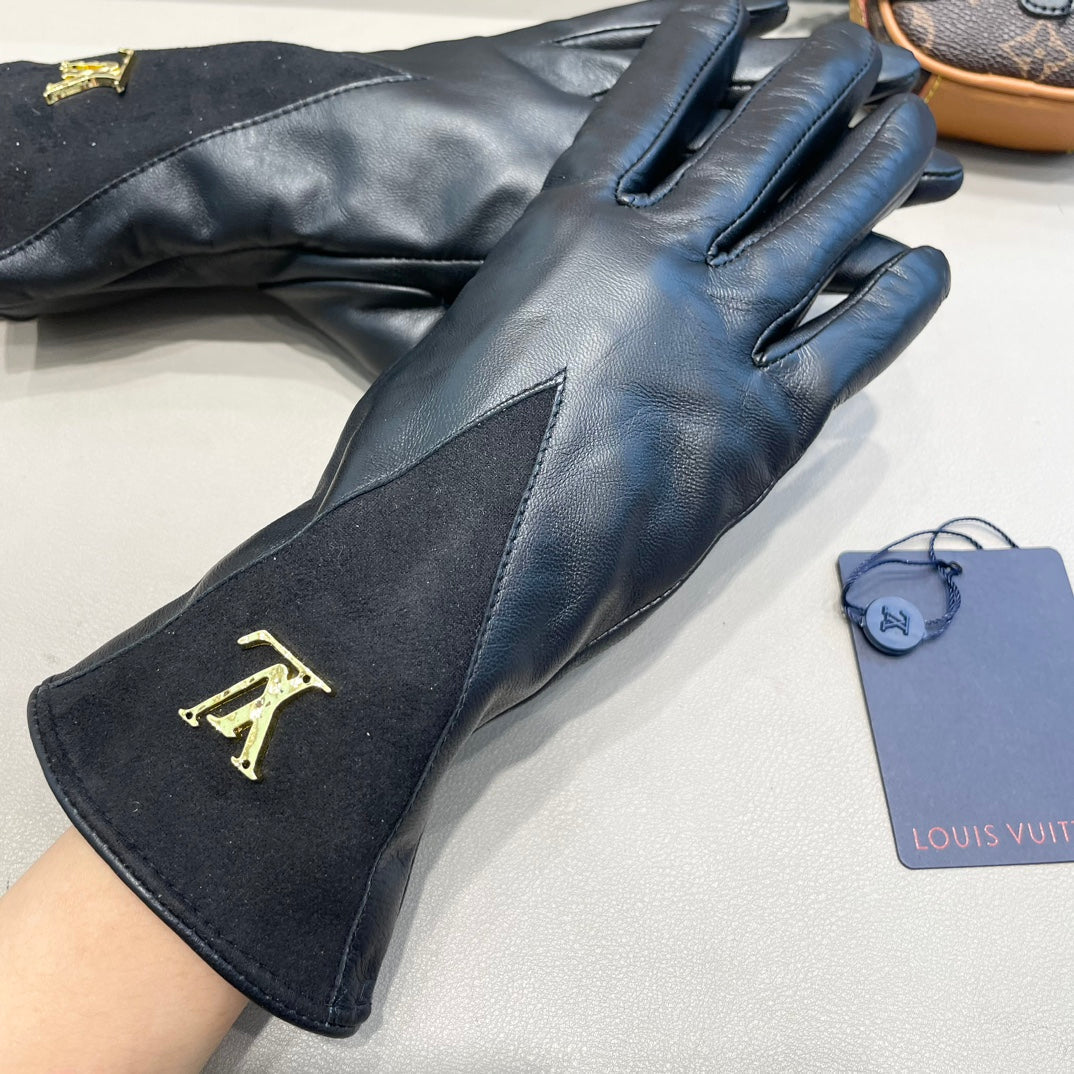 LV Gloves In Black Lambskin And Stretch Wool 456259