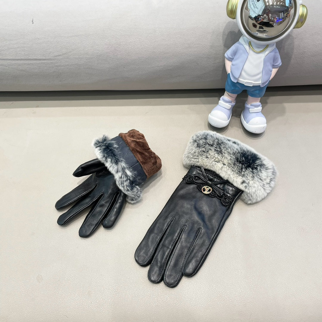 LV Gloves In Black Lambskin And Rabbit Fur 456264