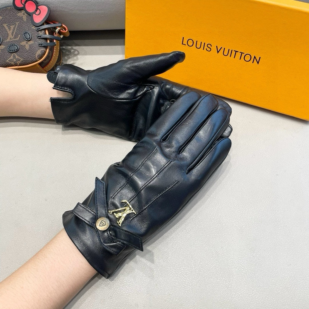 LV Gloves In Black Lambskin 458520
