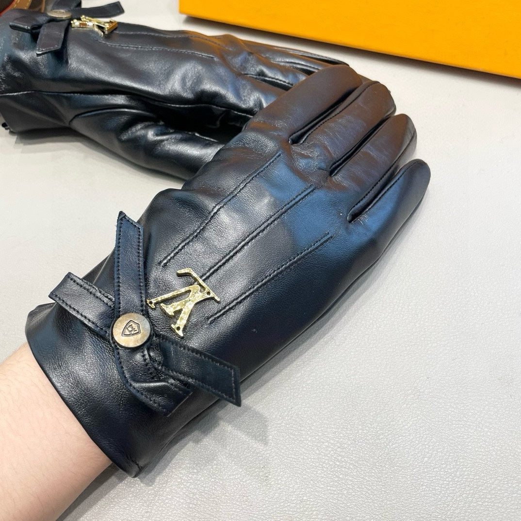 LV Gloves In Black Lambskin 458520