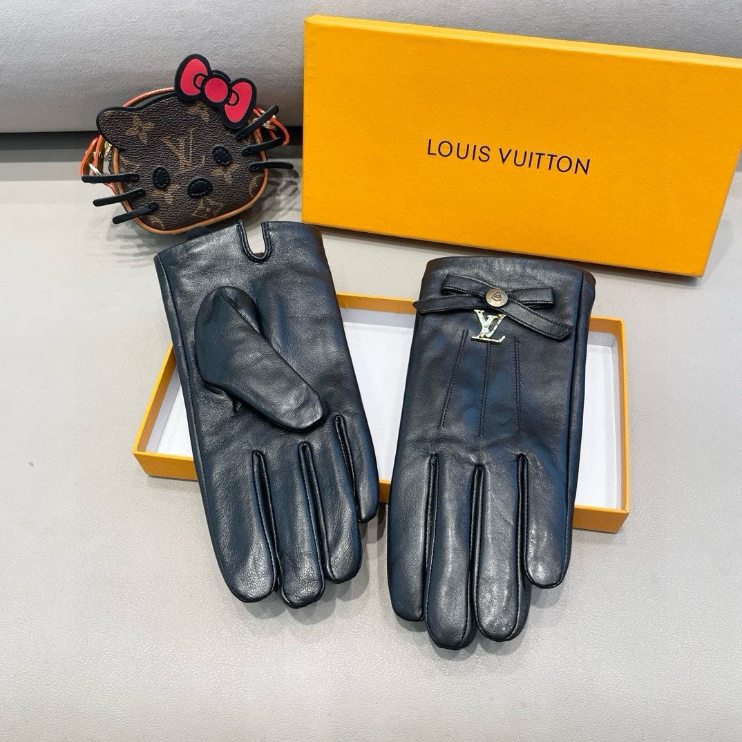 LV Gloves In Black Lambskin 458520