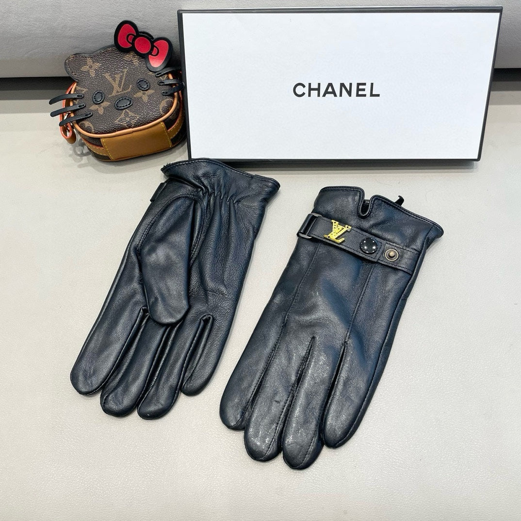 LV Gloves In Black Lambskin 460060