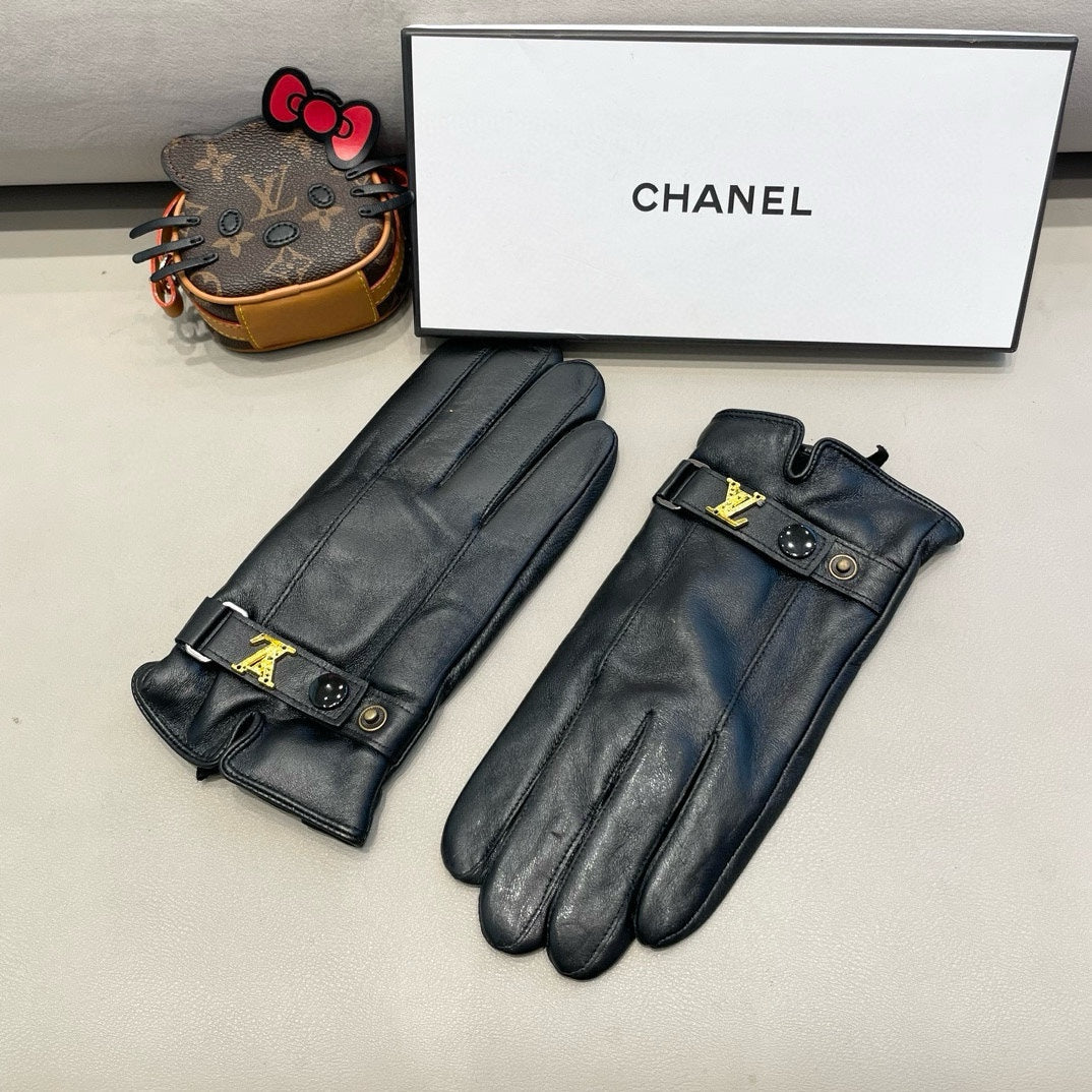 LV Gloves In Black Lambskin 460060