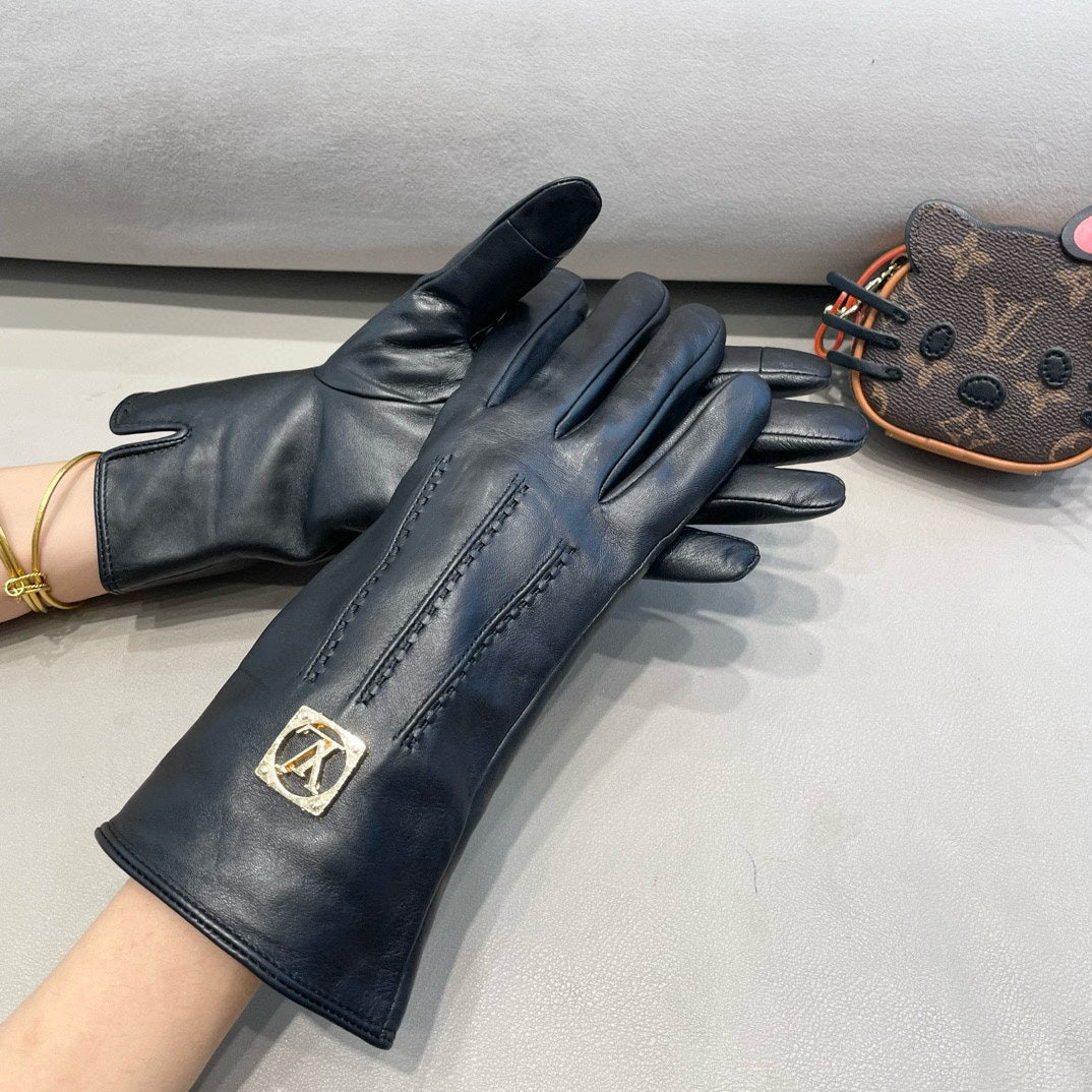 LV Gloves In Black Lambskin 462398