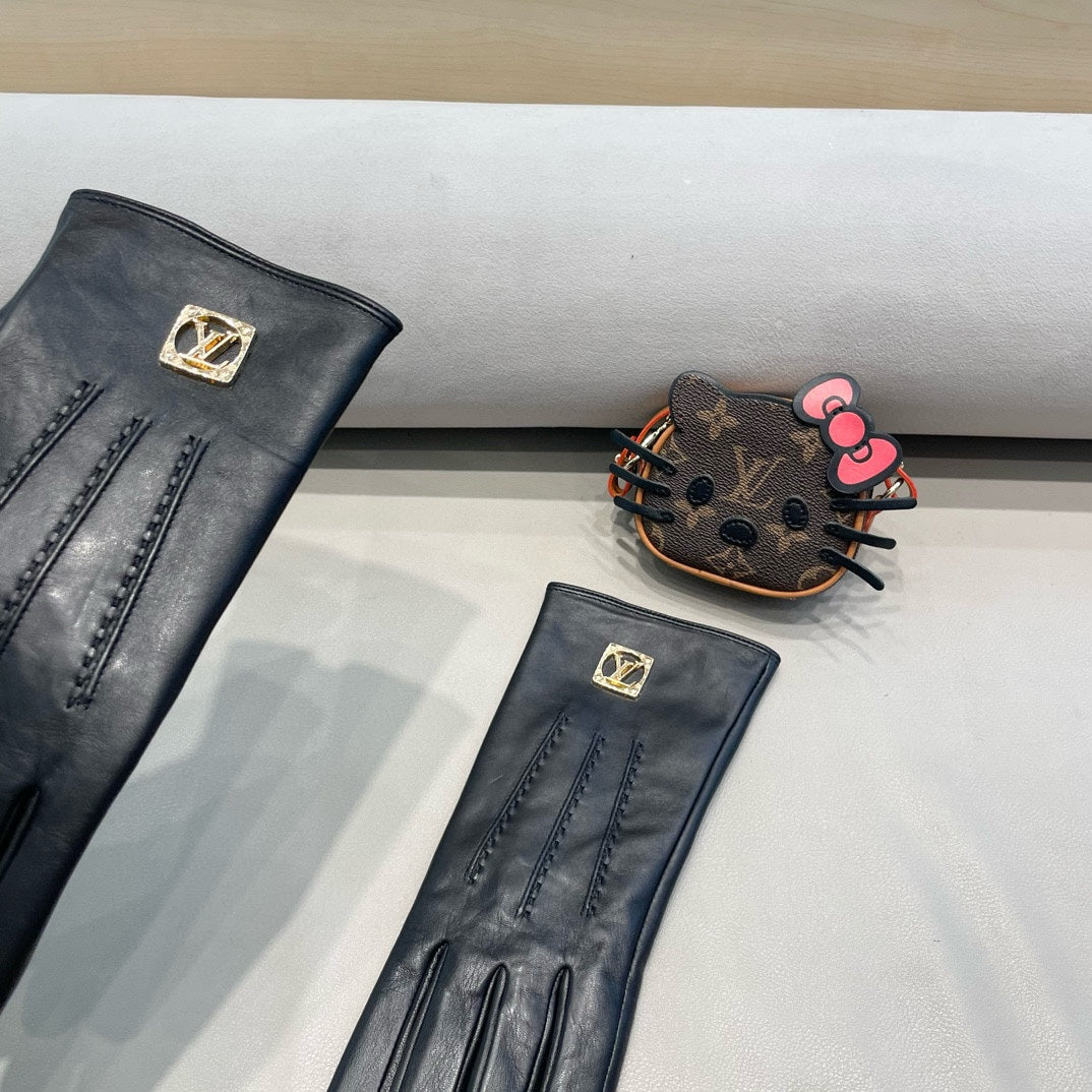 LV Gloves In Black Lambskin 462398