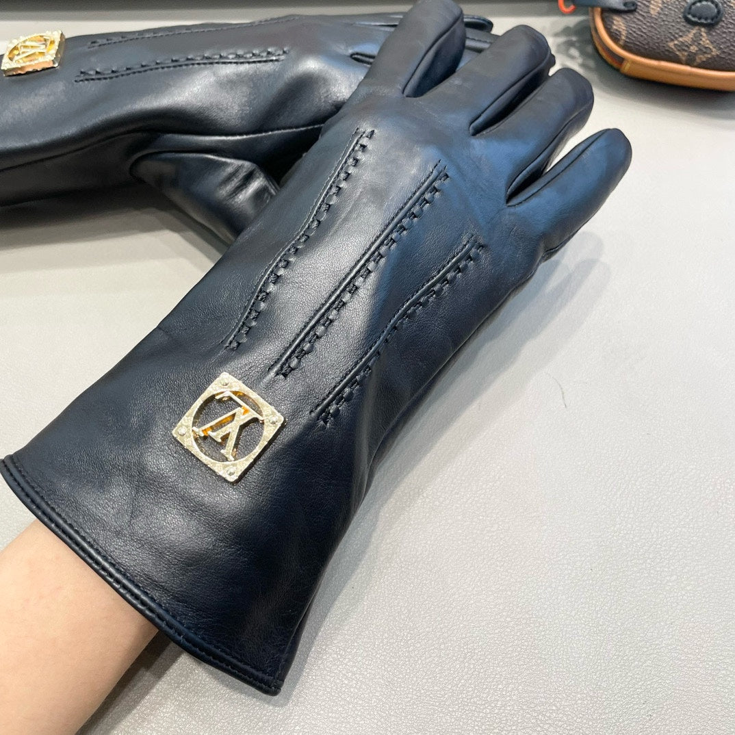 LV Gloves In Black Lambskin 462398