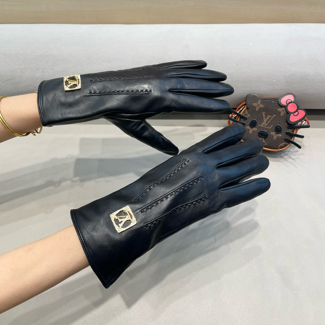 LV Gloves In Black Lambskin 462398