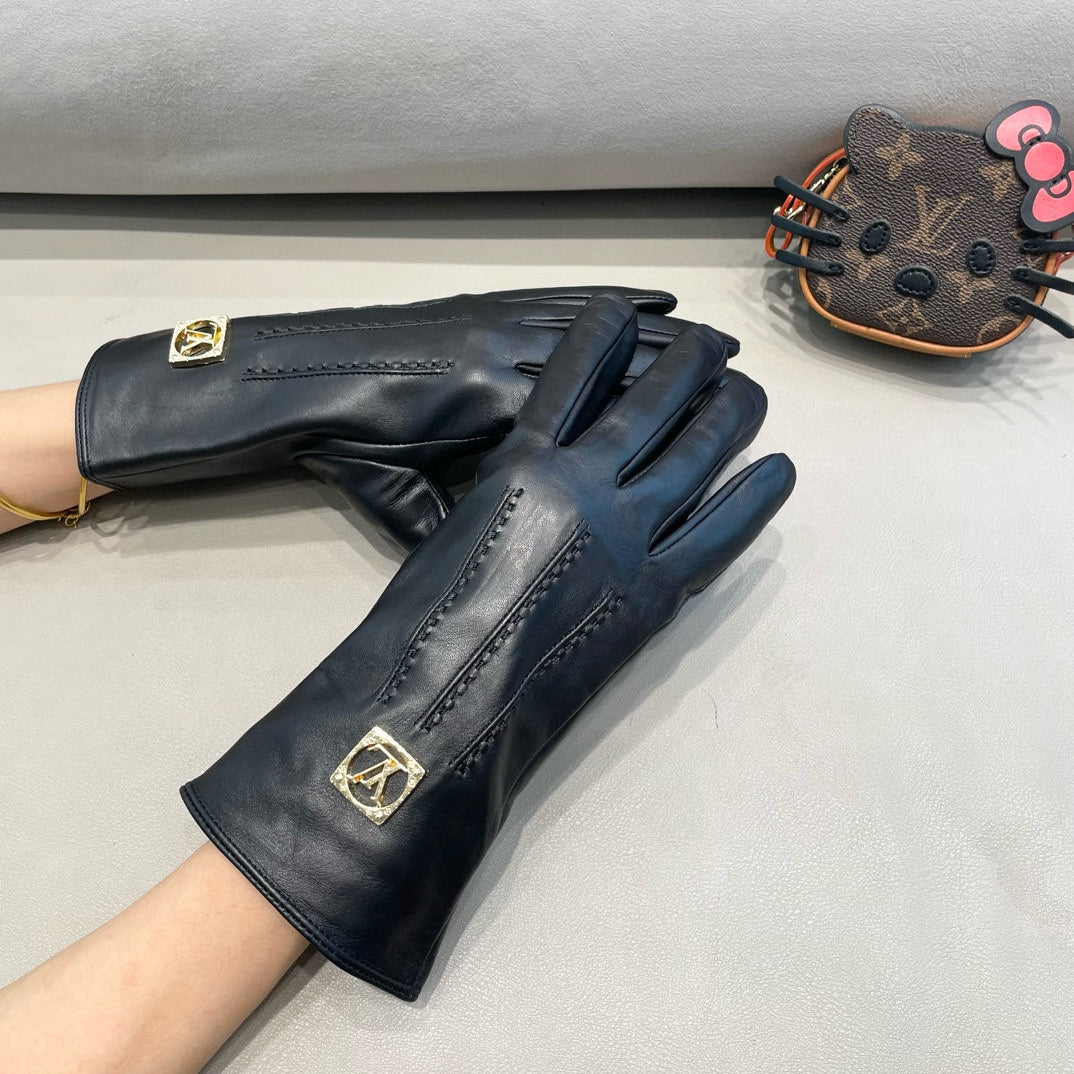 LV Gloves In Black Lambskin 462398