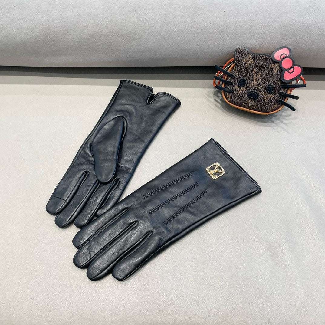 LV Gloves In Black Lambskin 462398