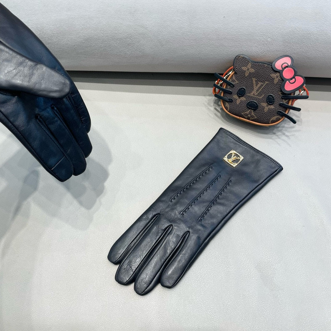 LV Gloves In Black Lambskin 462398