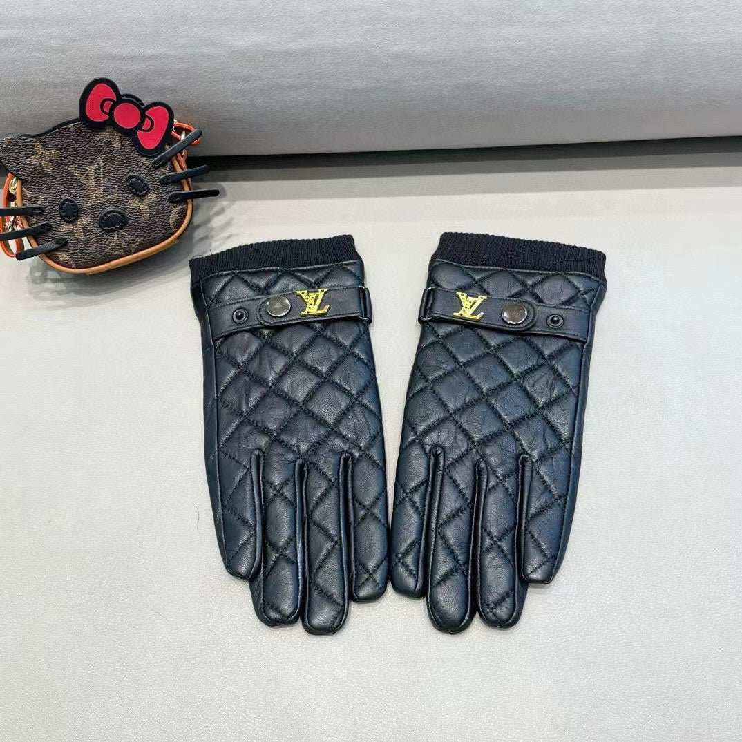 LV Gloves In Black Lambskin 473366