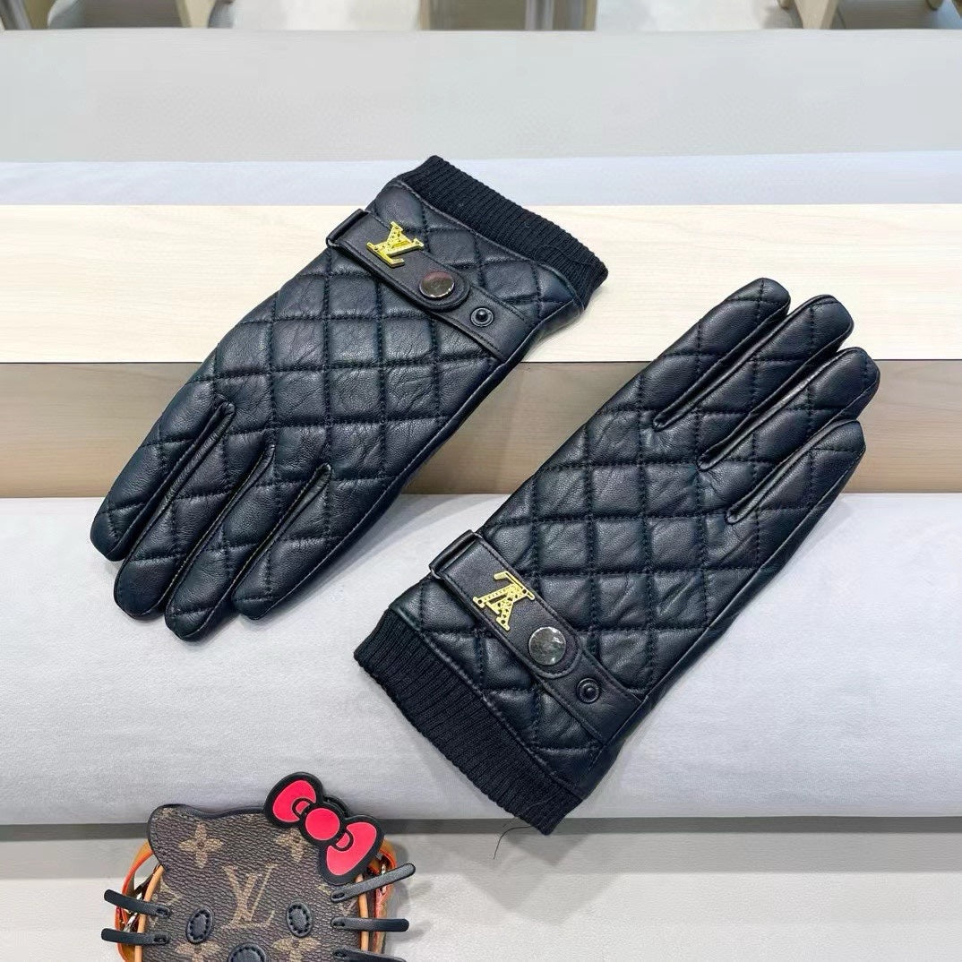 LV Gloves In Black Lambskin 473366
