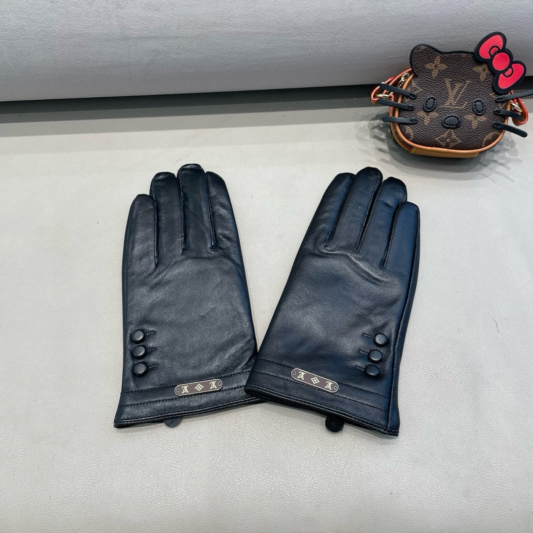 LV Gloves In Black Lambskin 475527