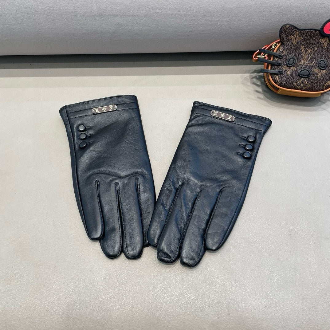 LV Gloves In Black Lambskin 475527