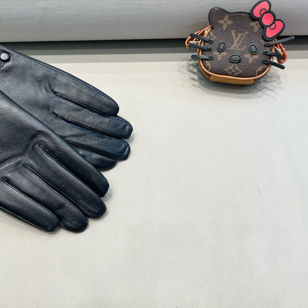 LV Gloves In Black Lambskin 475527